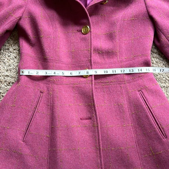 LAUNDRY by Shelli Segal wool tweed Fit & Flare peacoat size 6 pink/gold buttons - Picture 9 of 13